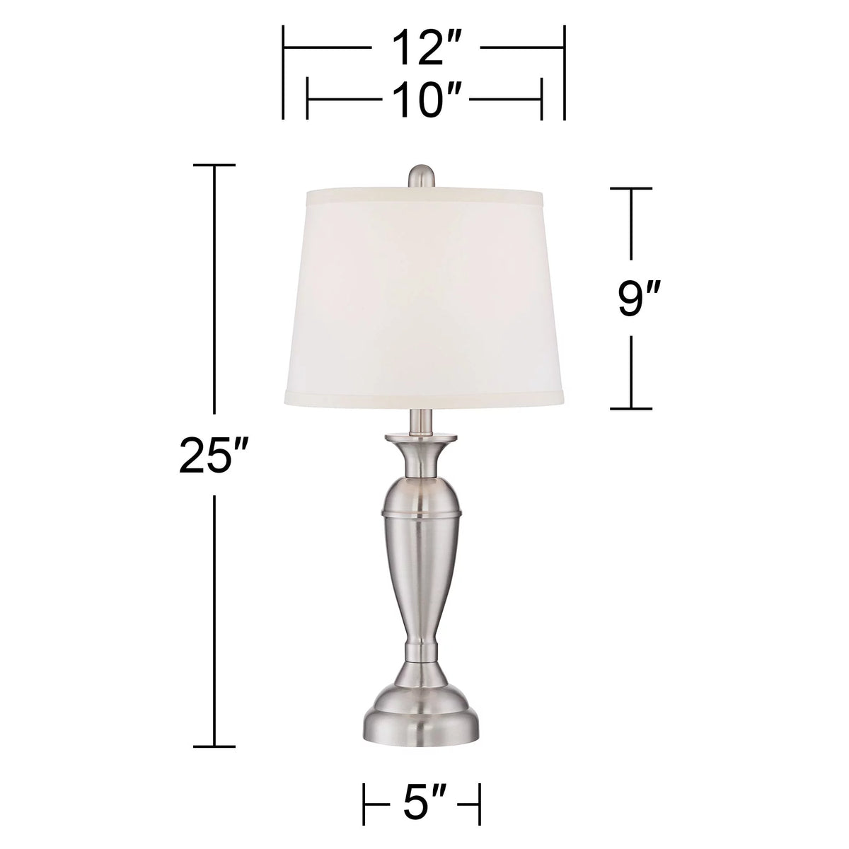 Set of 2 Brushed Nickel Table Lamps I107256