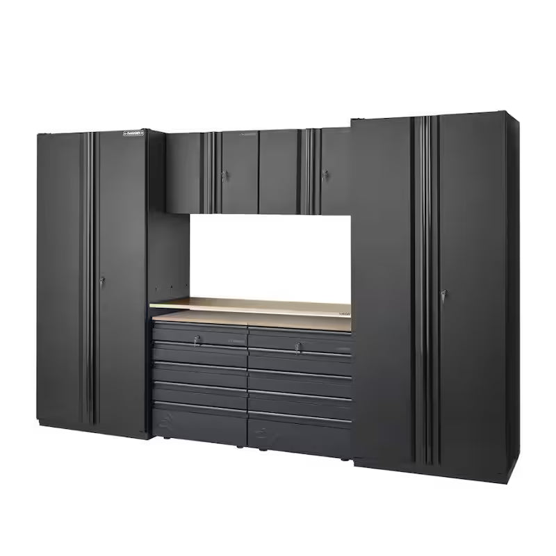 7-Piece Heavy Duty Welded Steel Garage Storage System in Black I70734