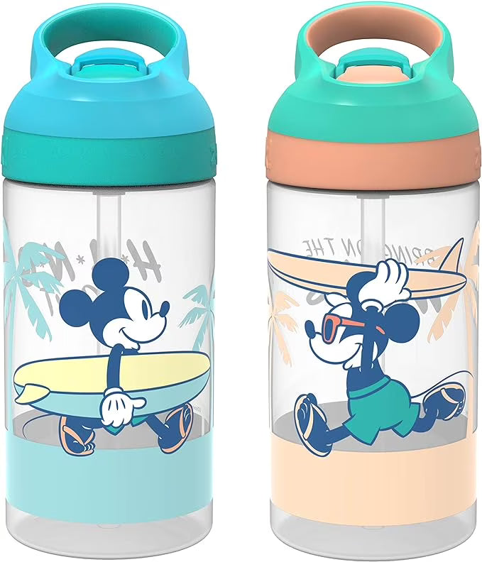 16oz 2 Pieces BPA-Free Plastic Kids Water Bottle with Straw E1292