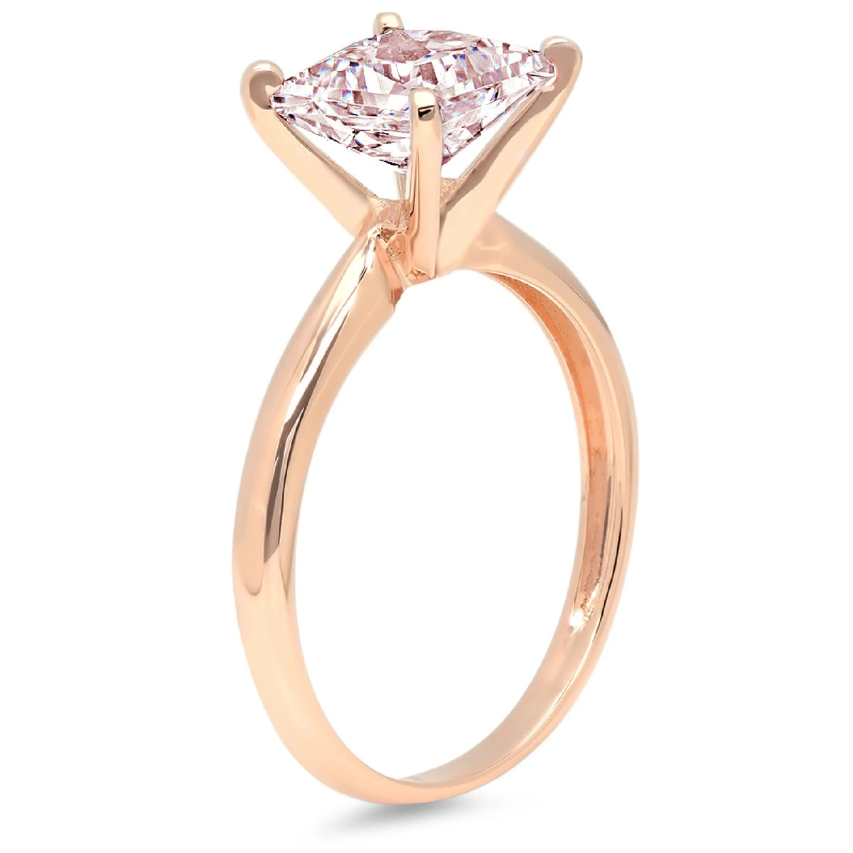 1.5ct Princess Cut Pink Simulated Diamond 18k Rose Gold Solitaire Ring J3395