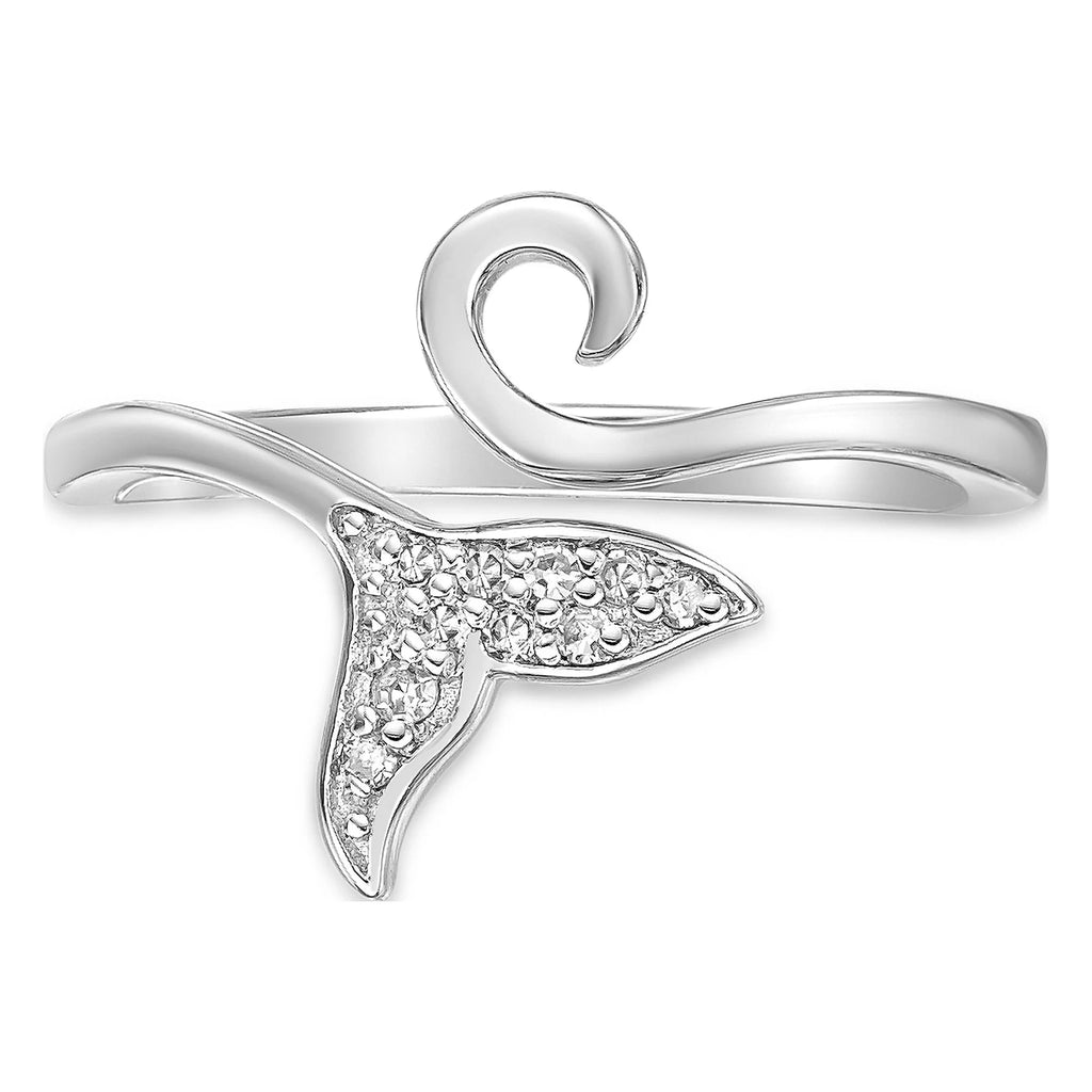 0.04 Carat Natural Diamond Dolphin Tail Open Toe Ring in 925 Sterling Silver S931