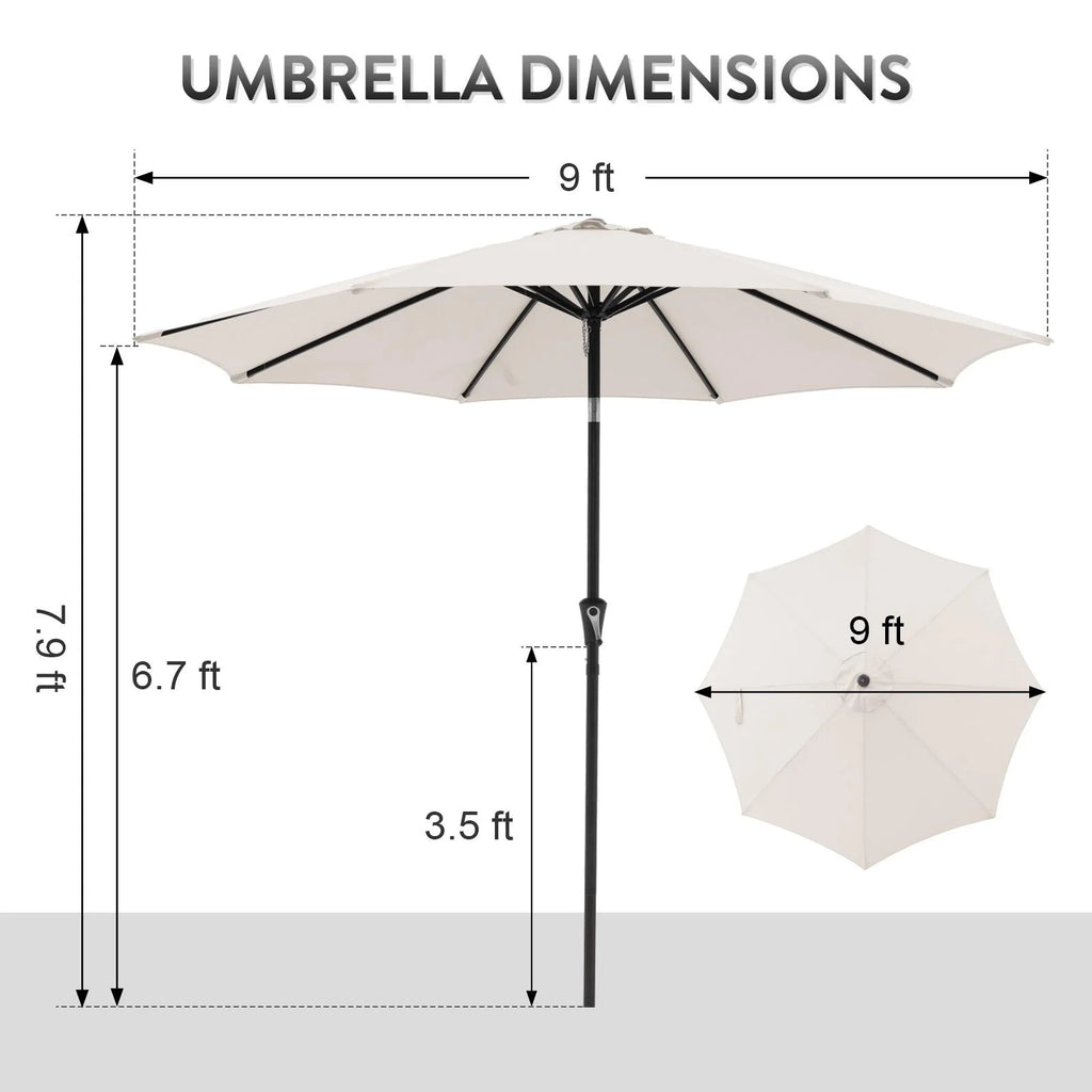 Cream 9-Feet Patio Umbrella with 8 Ribs P951