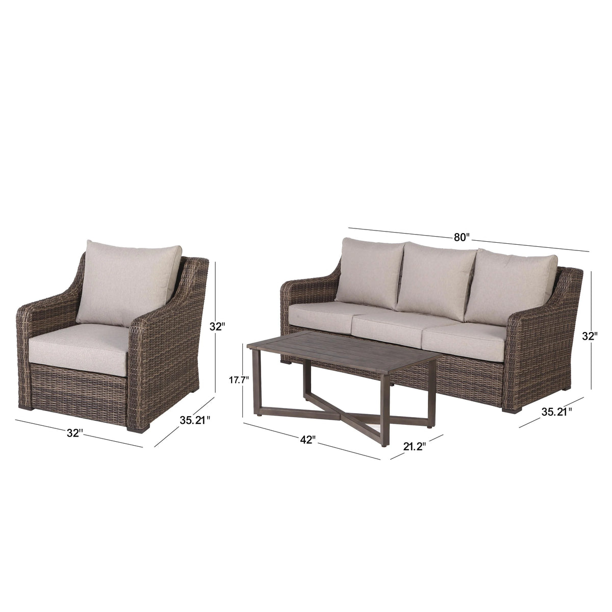 4-Piece Outdoor Conversation Set Brown F91480