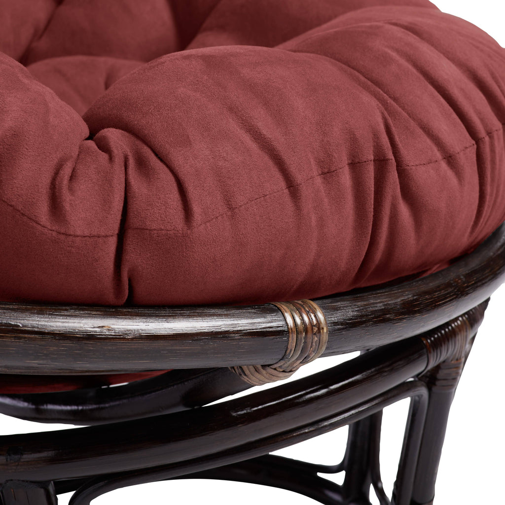 Red Wine Microsuede Rattan Papasan Chair with Cushion Z104