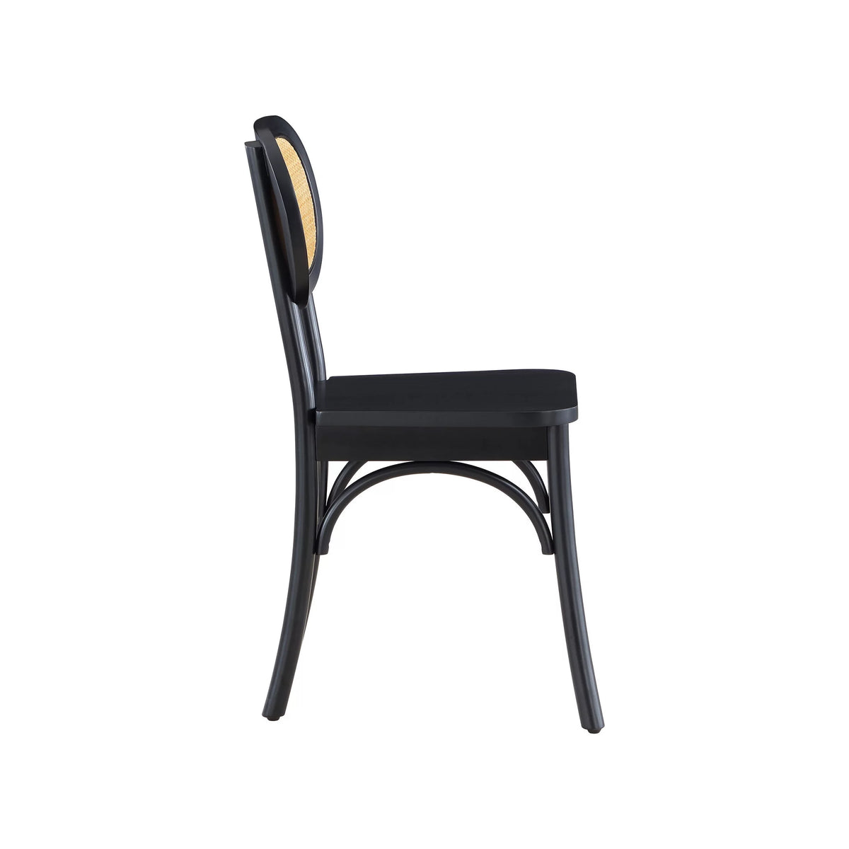 Black Rattan and Solid Wood Dining Chairs M448728