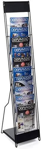 Portable Magazine Rack with 10 Pockets, 54H-Inch Floor-Standing Literature Display W934316