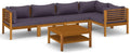 6 Piece Acacia Wood Patio Lounge Set with Cushion Gray V893
