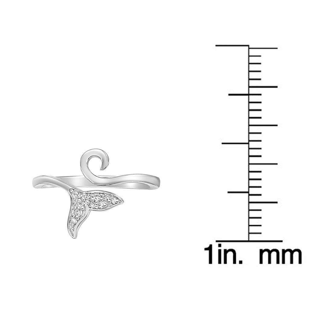 0.04 Carat Natural Diamond Dolphin Tail Open Toe Ring in 925 Sterling Silver S931
