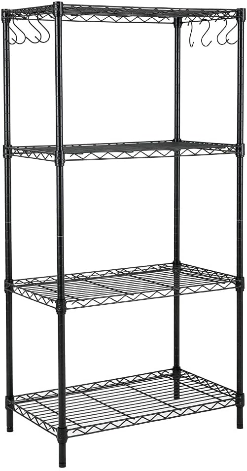 5-Shelf Steel Wire Shelving Unit with 8-Hook, Black, Pack of 2 X1569
