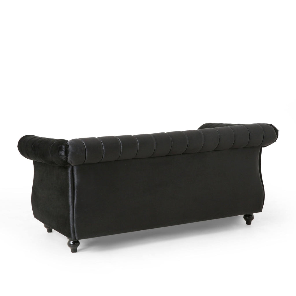 Modern Glam Channel Stitch Velvet Loveseat with Nailhead Trim G295158
