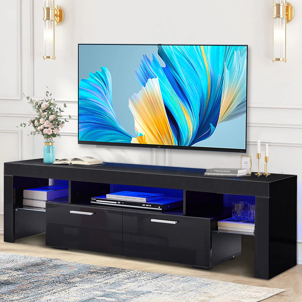 Black TV Stand for 70 Inch TV with LED Light T74339