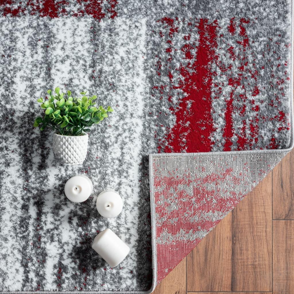 Red 6x9 Abstract Geometric Area Rug D69636