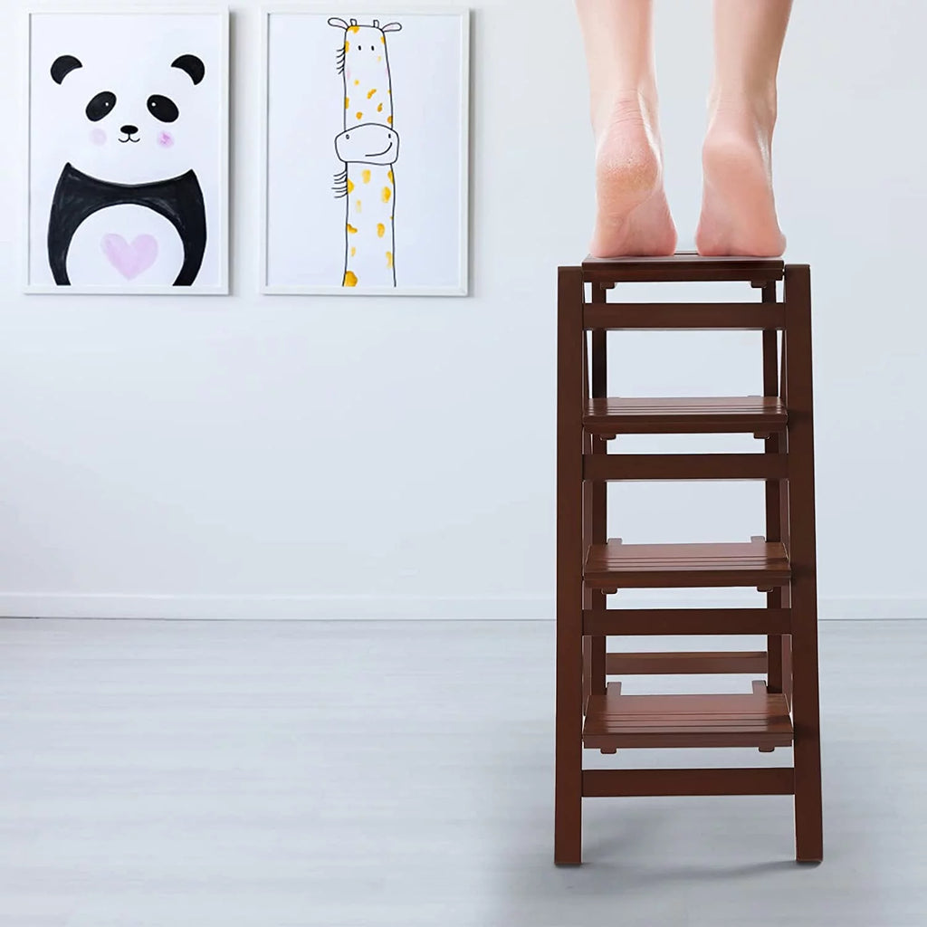 Wooden 4-Step Folding Ladder M218463