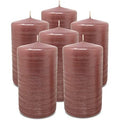 Rose Pink 6 Pack Brushed Metallic Pillar Candles F961