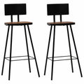 2 Piece Bar Stools Reclaimed Wood Seat with Backrest Steel Frame L903
