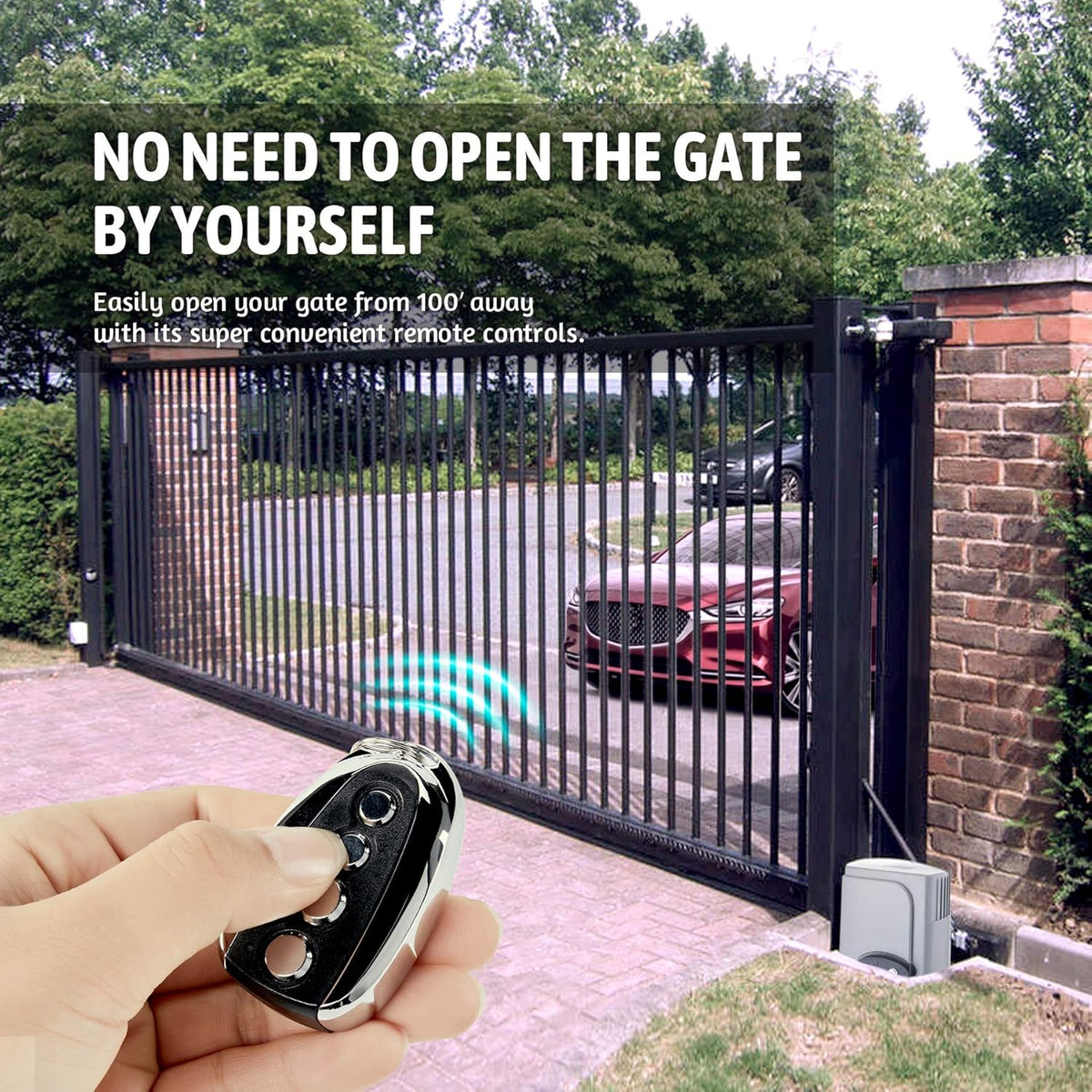 Automatic Sliding Gate Opener with 2 Remote Controls, Electric Motor, Complete Hardware Kit for Sliding Gate Up to 40 Feet T447889
