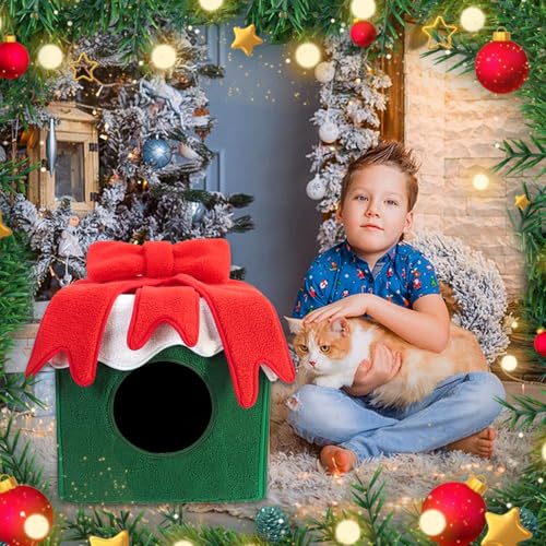 Christmas Cat House Cat Bed Cat Tree Decor Indoor Cat Tent Cave W61581