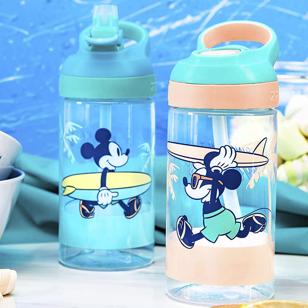 16oz 2 Pieces BPA-Free Plastic Kids Water Bottle with Straw E1292