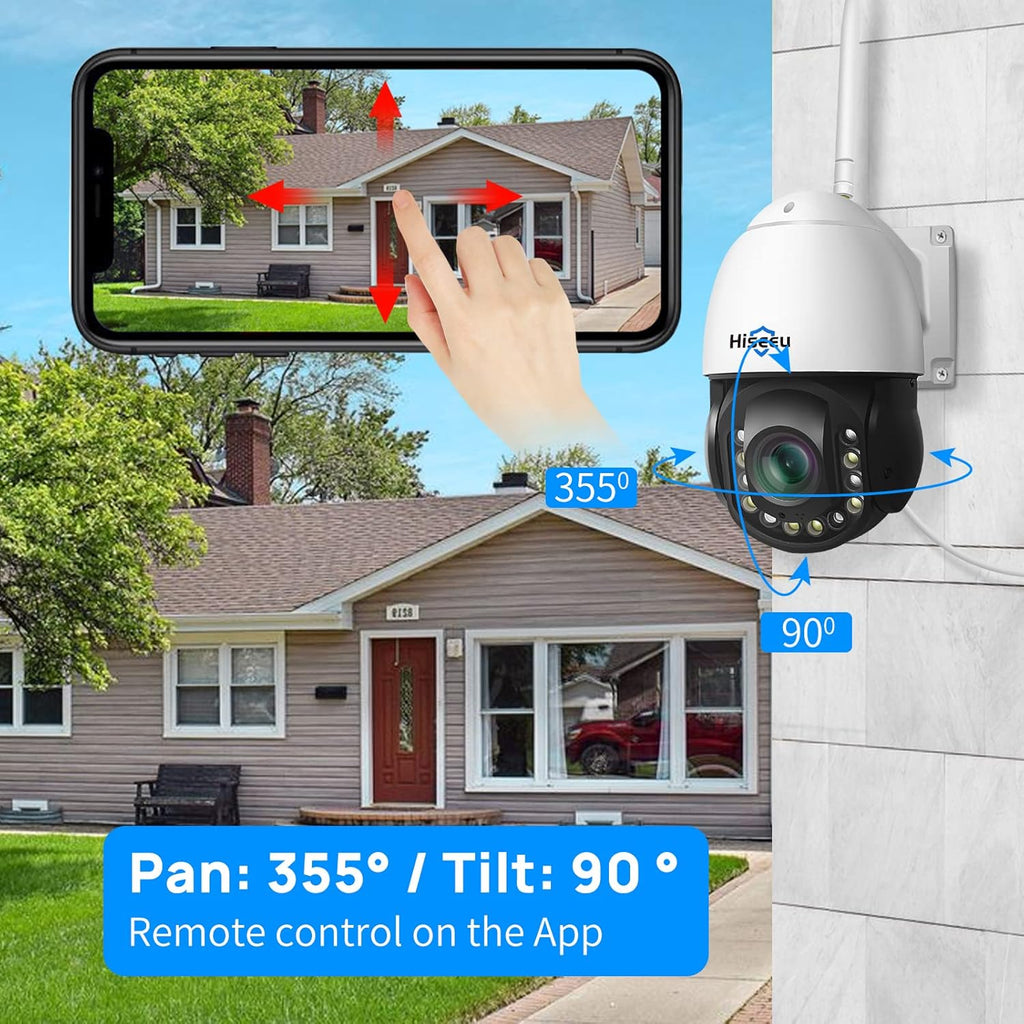 Wireless 30X Optical Zoom PTZ Camera Outdoor Two Way Audio 250ft Night Vision with Floodlight Security Camera Q24251