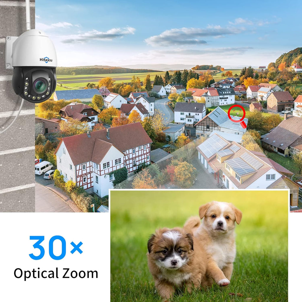 Wireless 30X Optical Zoom PTZ Camera Outdoor Two Way Audio 250ft Night Vision with Floodlight Security Camera Q24251