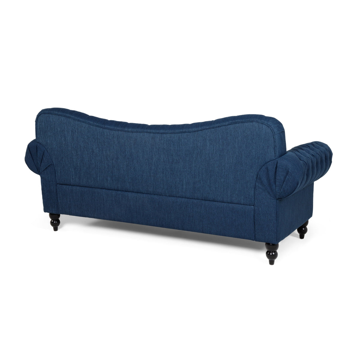 Navy Blue and Dark Brown 3 Seater Fabric Sofa V6998