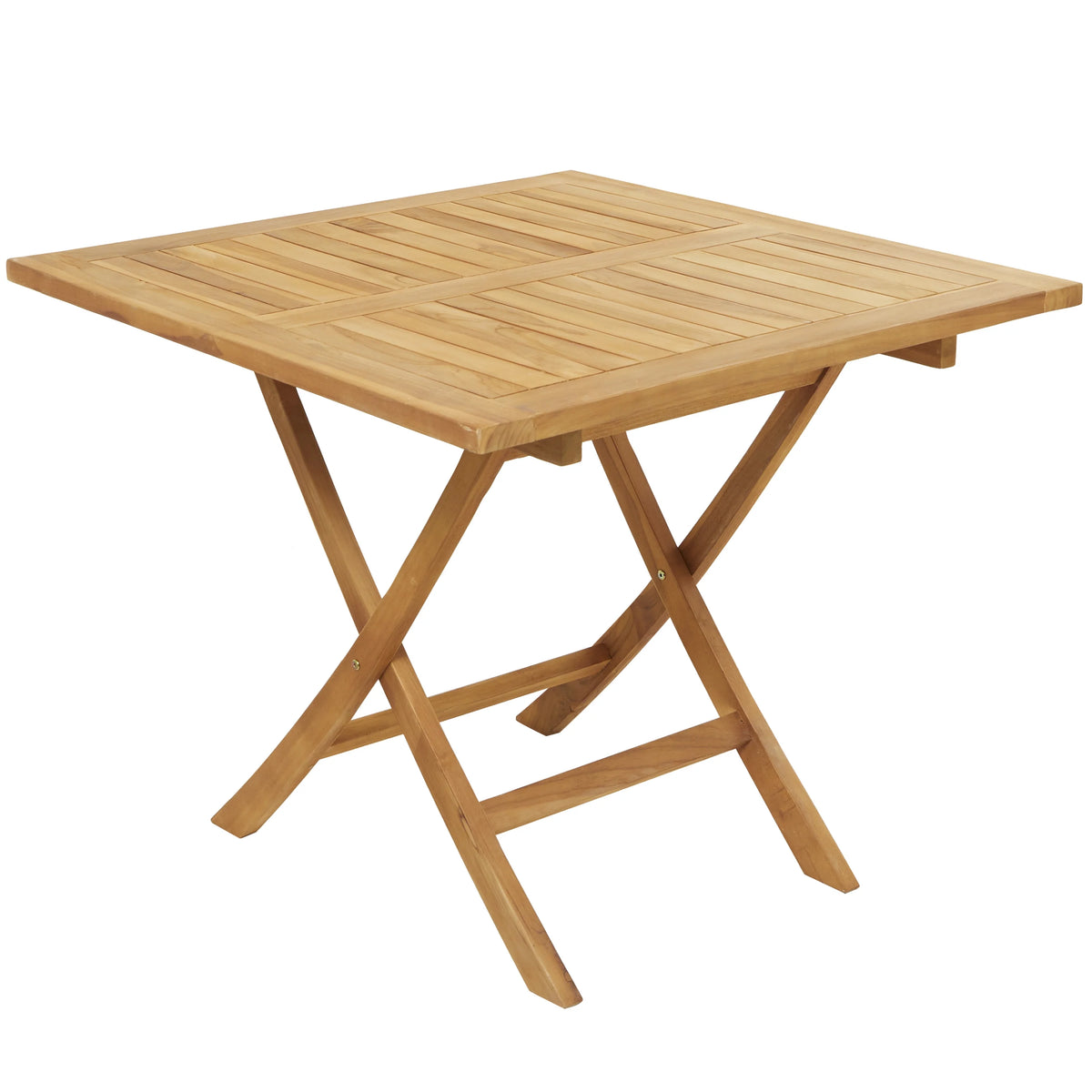36" x 30" Brown Teak Wood Slatted Outdoor Dining Table N13349