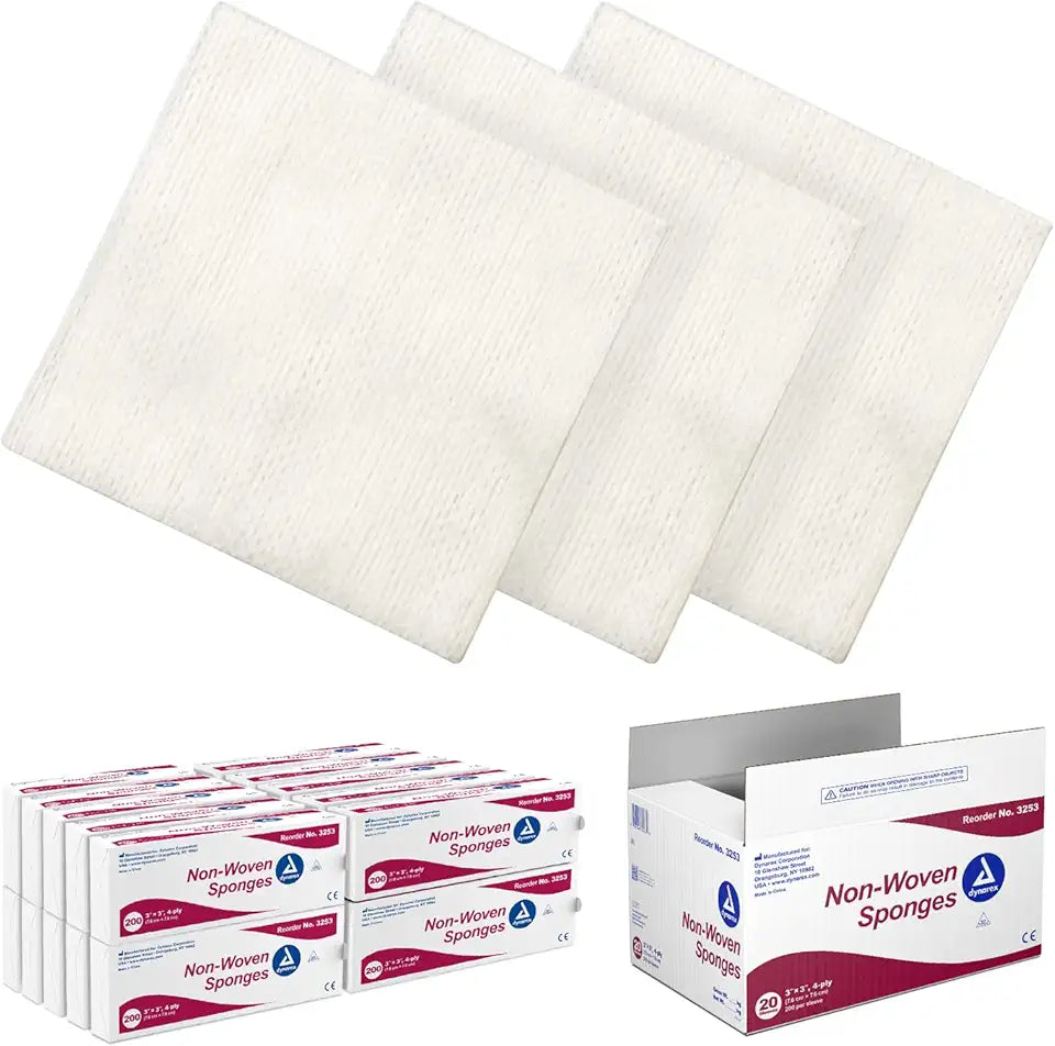 Non-Woven Gauze Sponges, Non-Sterile, 3"x 3", 4 Ply, 4000 S1587