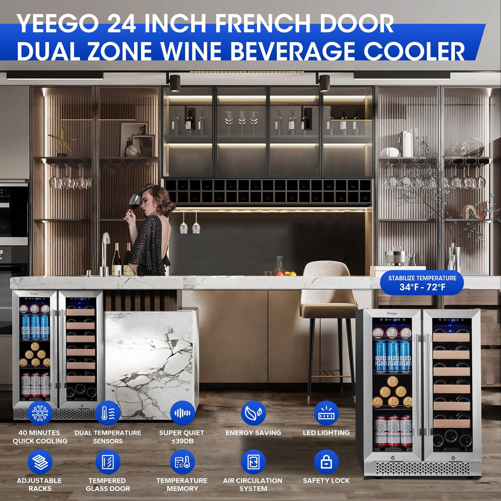 24 Can Beverage Refrigerator with Glass Door Y5658