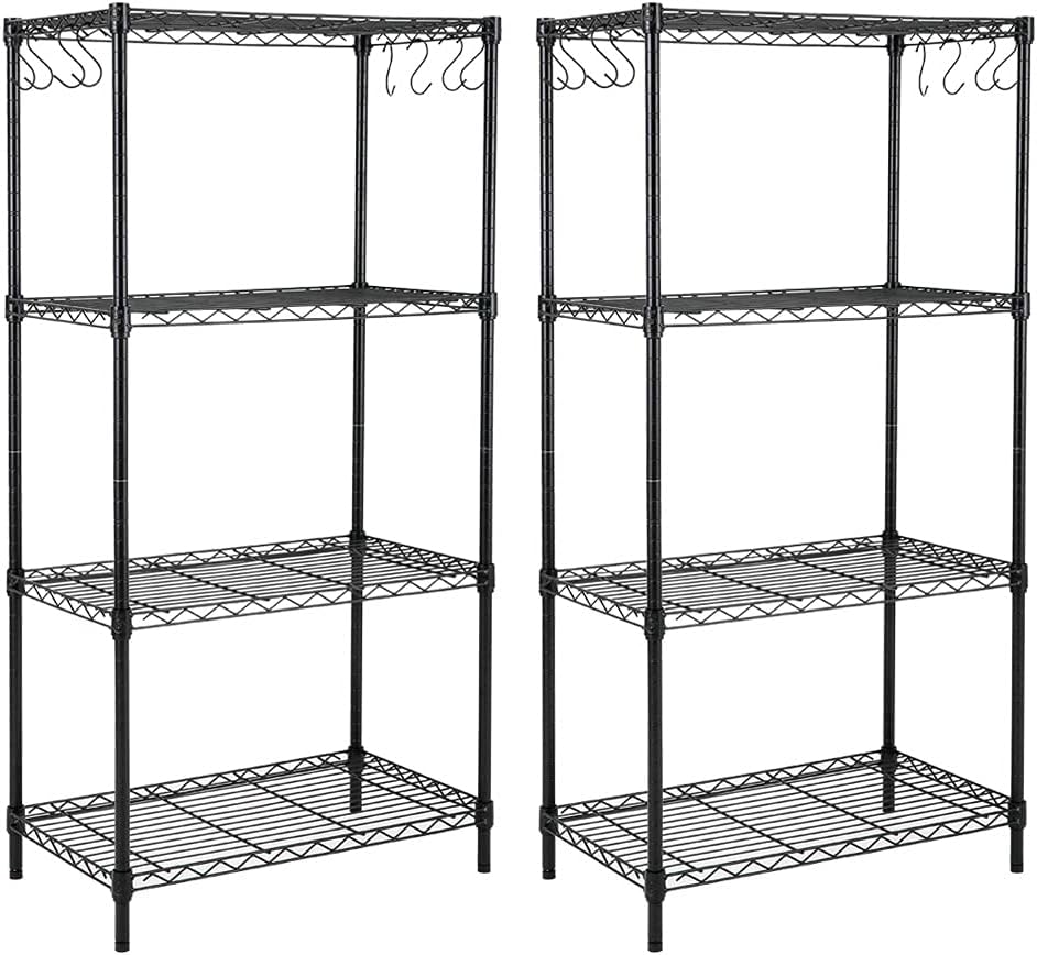 5-Shelf Steel Wire Shelving Unit with 8-Hook, Black, Pack of 2 X1569