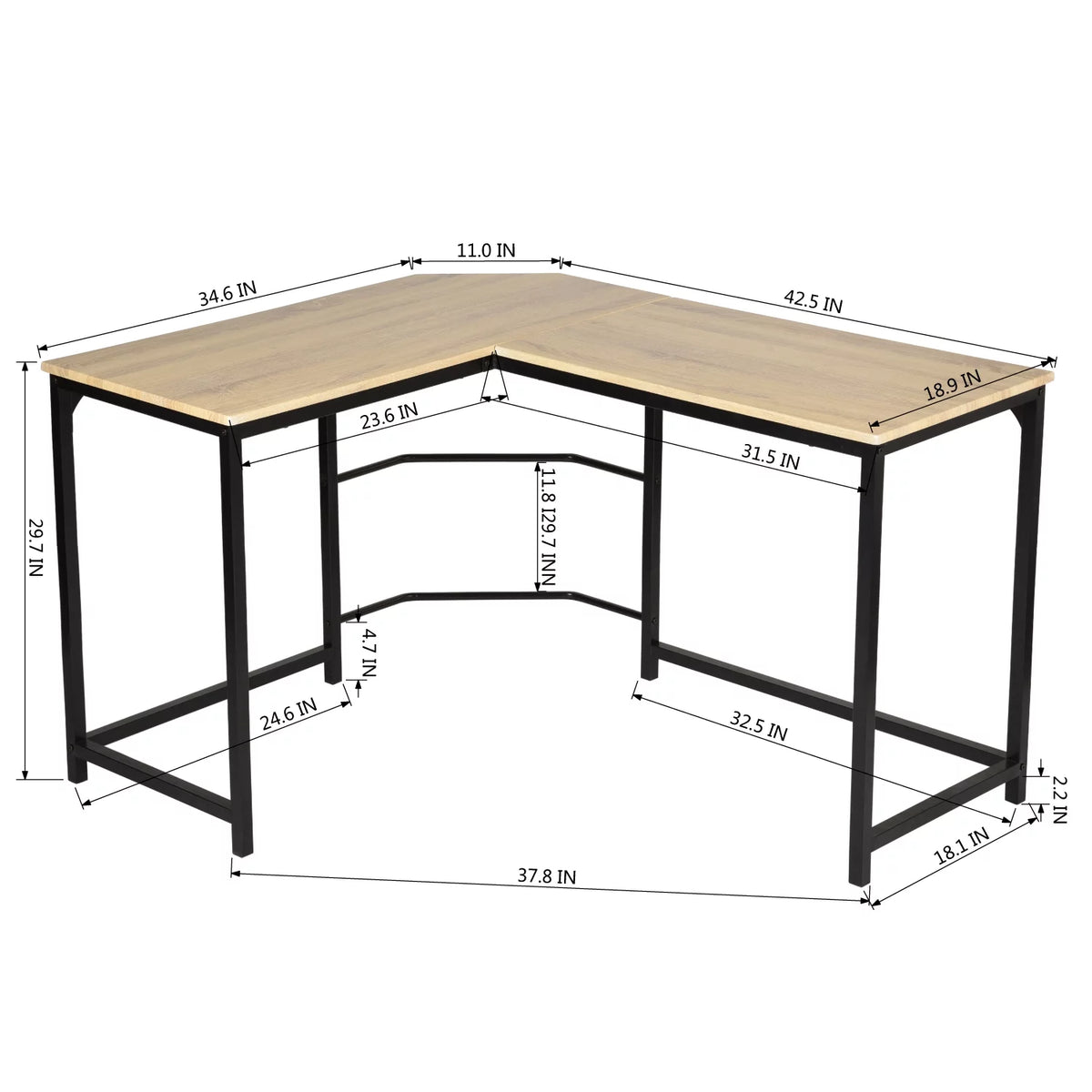 L-Shape Computer Desk with Metal Structure H8505
