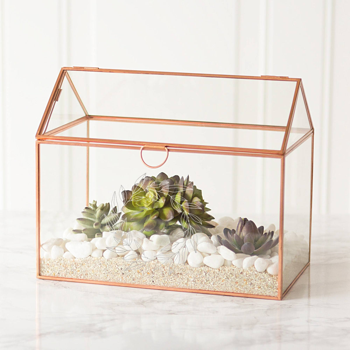 Glass Terrarium Card Holder, Rose Gold N455351