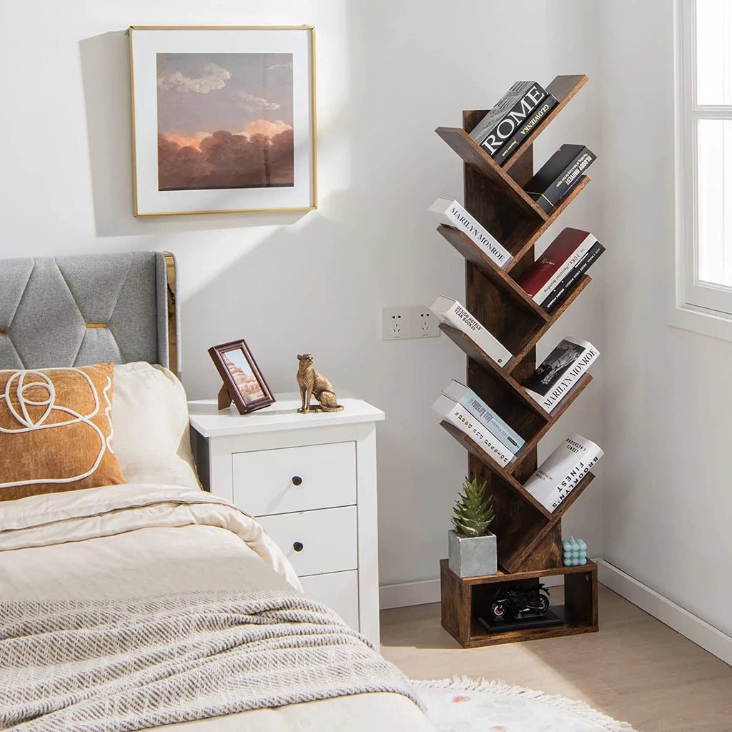 10 Shelf Wooden Bookshelf with Drawer N46610