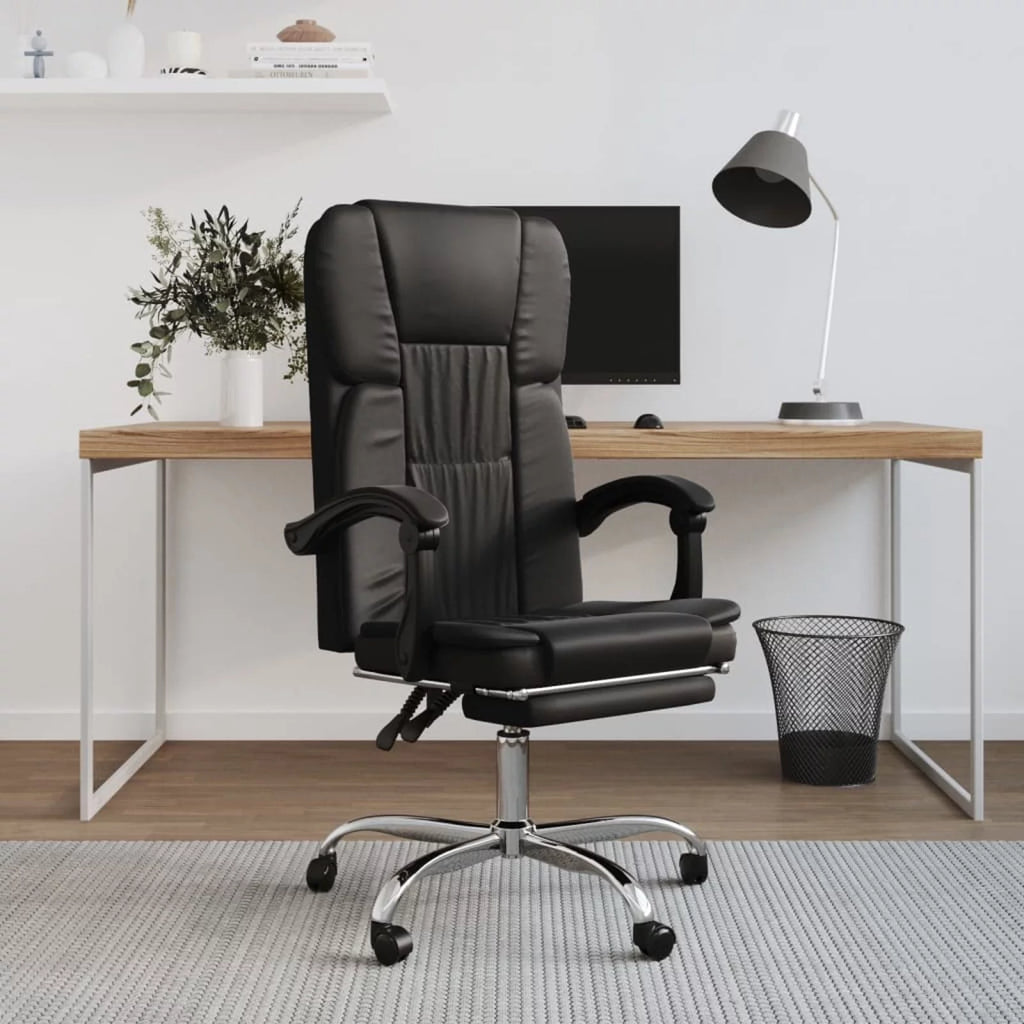 Black Faux Leather Reclining Office Chair S4032