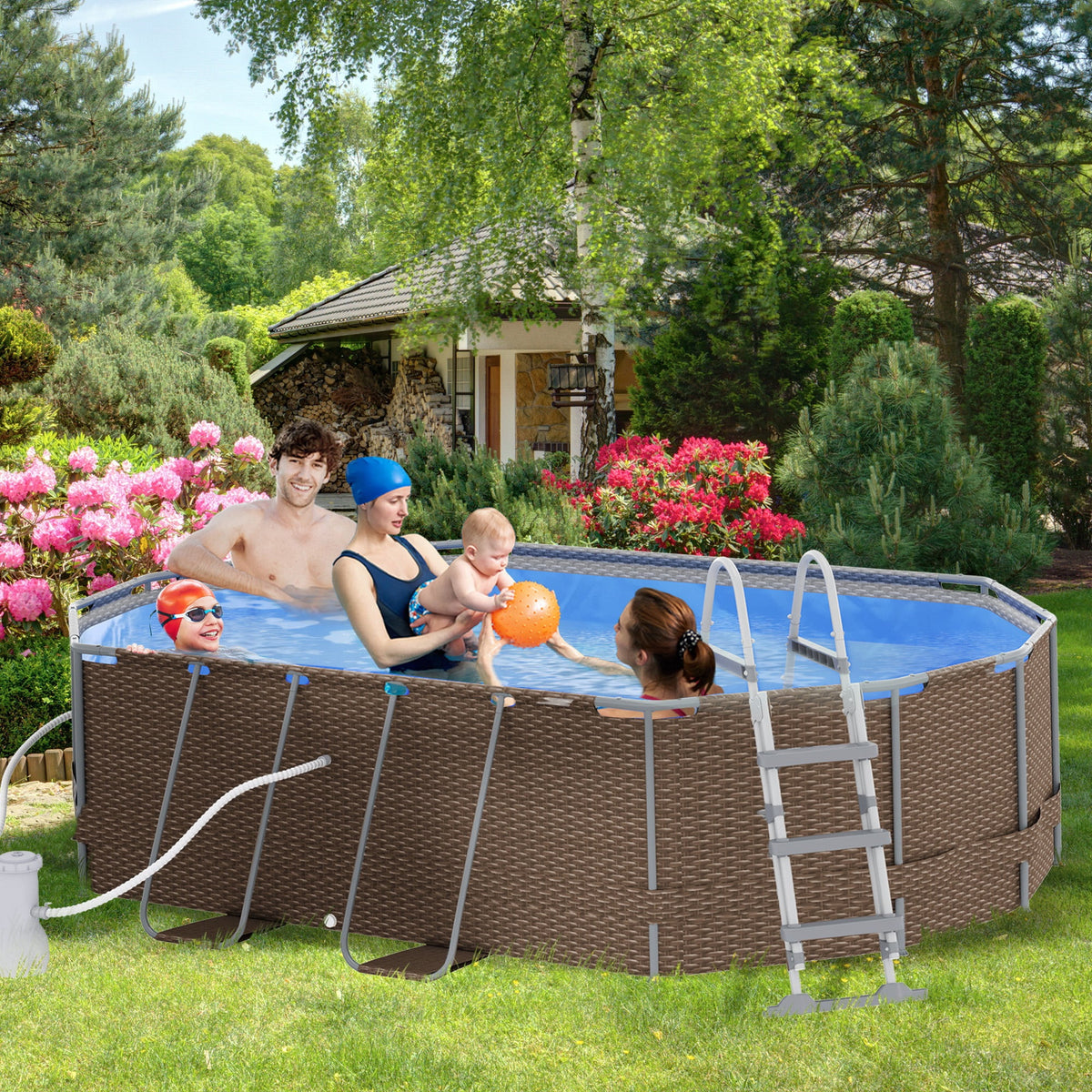 Brown Frame Swimming Pool U81976