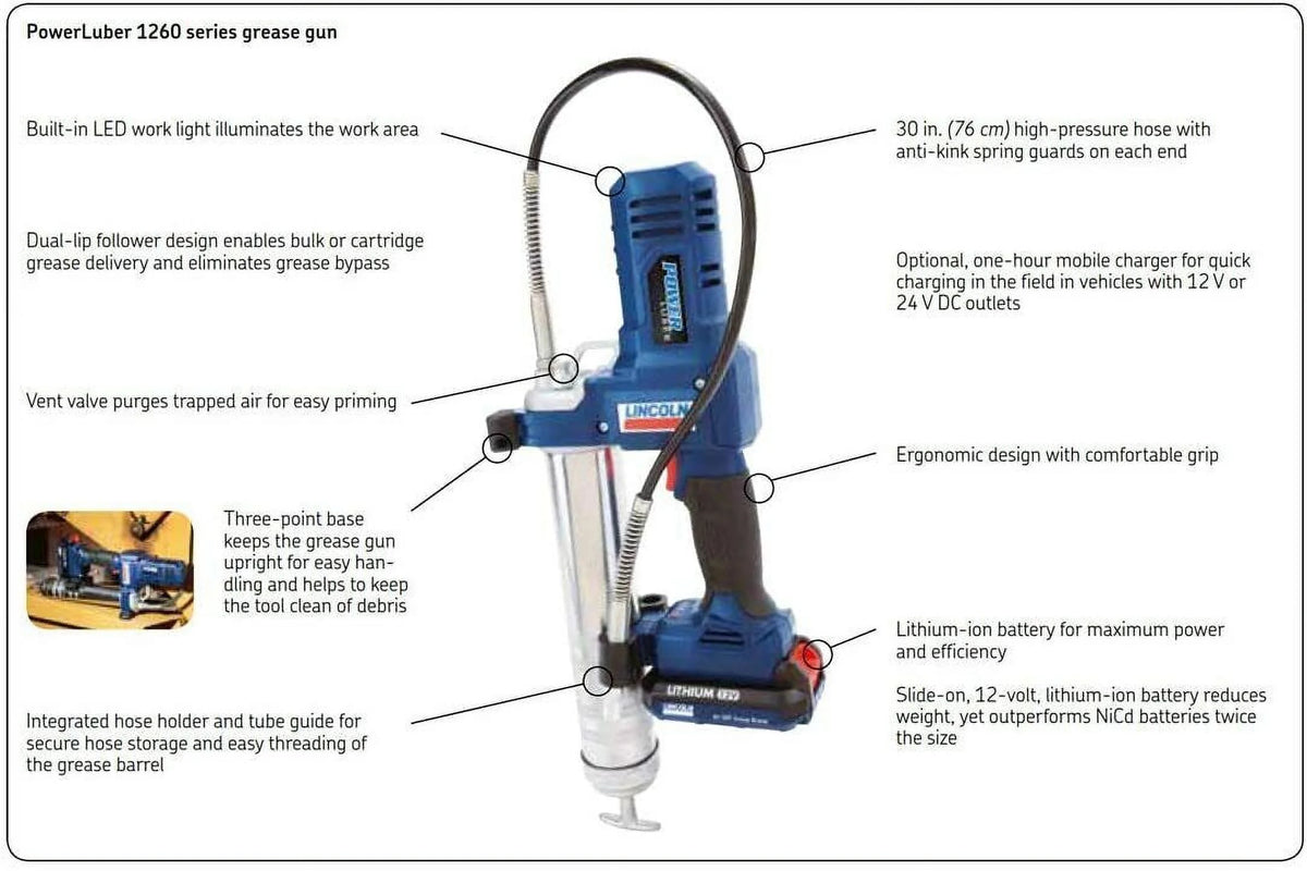 12 Volt Lithium Ion Cordless Grease Gun 2 Battery Kit J637