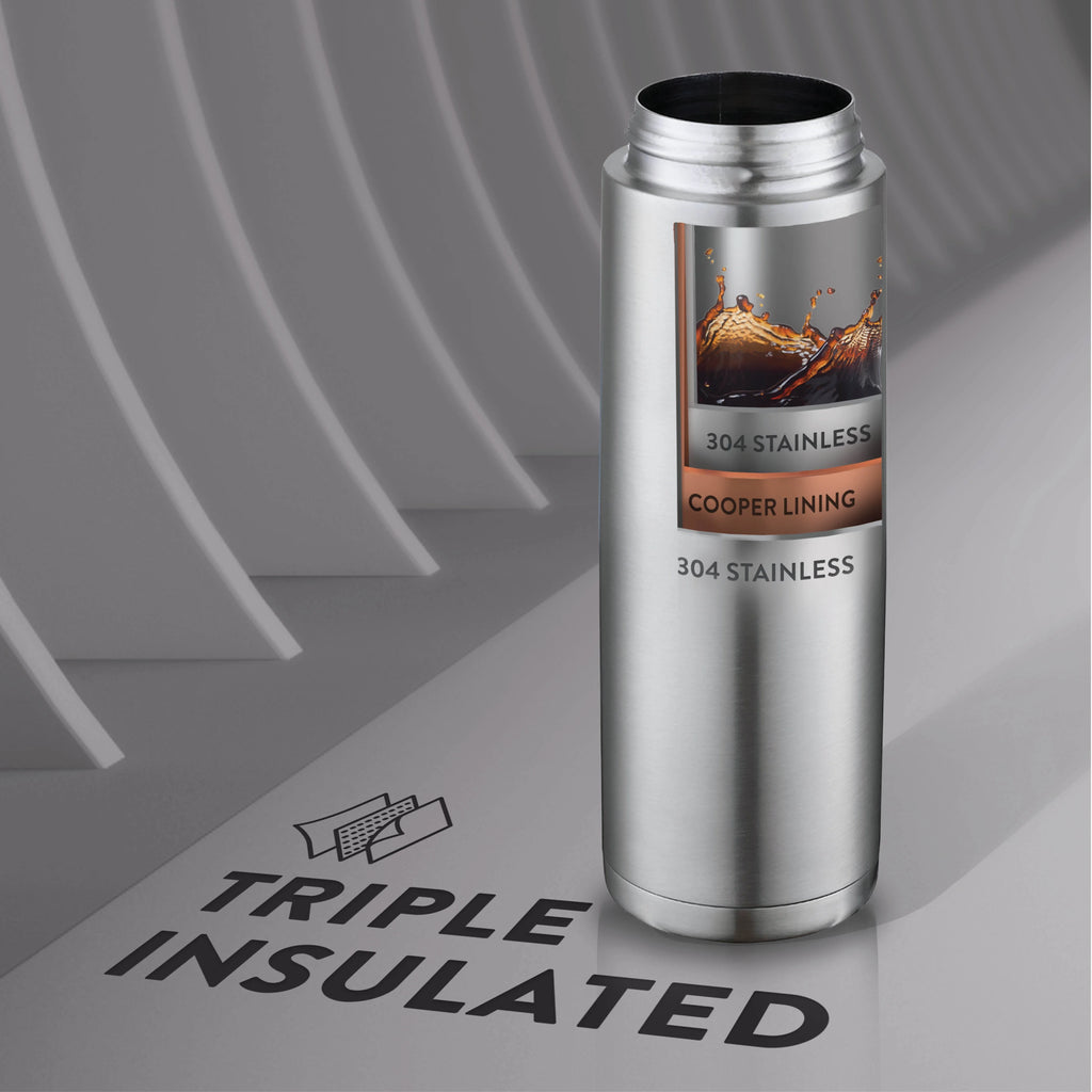 Stainless-Steel Water Bottle with Flip-Top Lid, 20 oz, Wide Mouth and Leakproof W152473