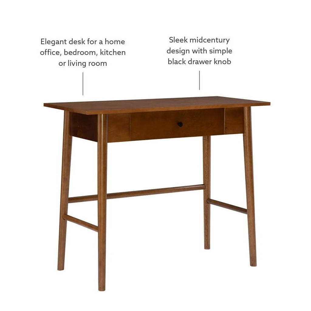 Mid-Century Wood/Metal Office Desk in Walnut Brown Y971000