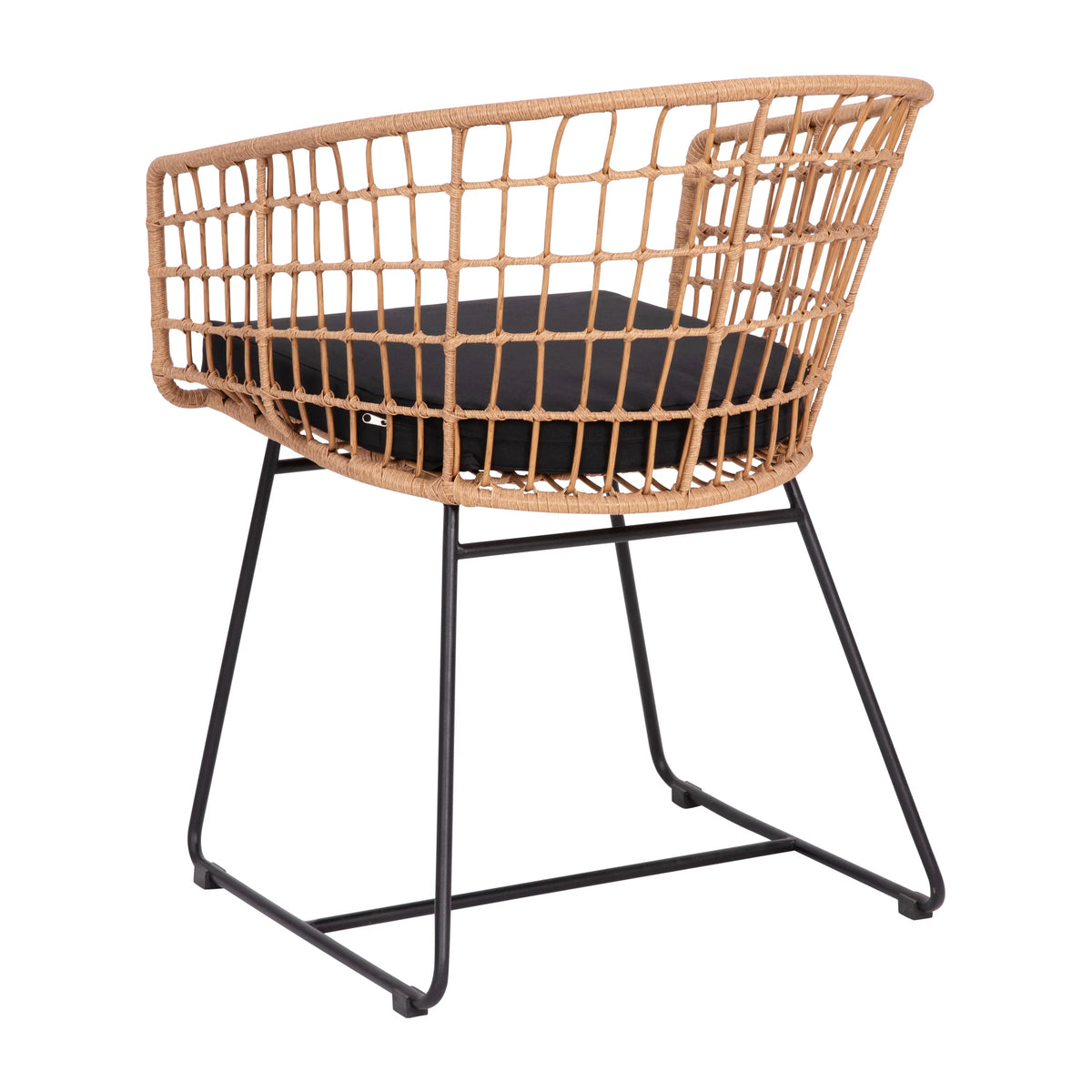 Set of 2 Indoor/Outdoor Rope PE Wicker Rattan Club Chairs with Black Cushions Z1237