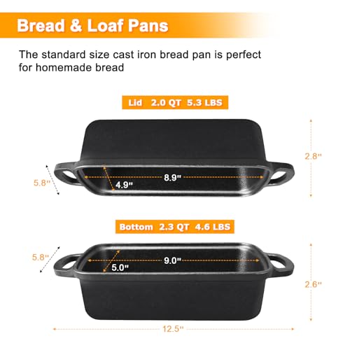 2 in 1 Cast Iron Bread Pan with Lid 9×5 Inch M64776