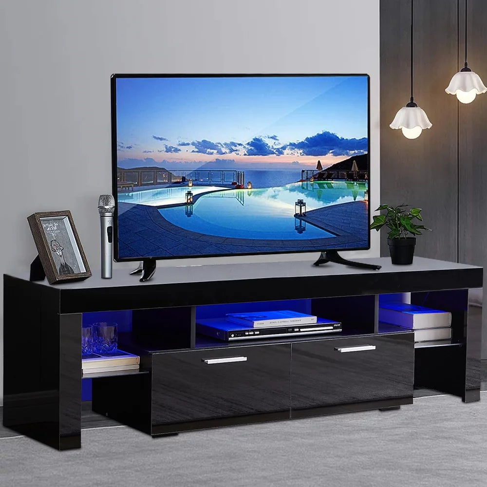 Black TV Stand for 70 Inch TV with LED Light T74339