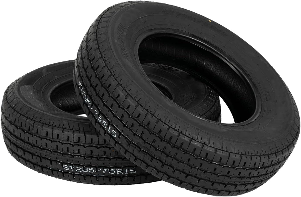 2PCS ST205-75R-15 Trailer Tire Load Range D 8PR Tubeless Tires S186216