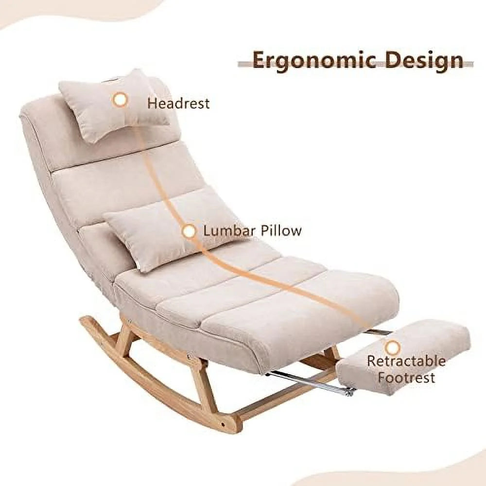 PU Leather Upholstered Rocking Recliner Chair with Pillows & Foot R511