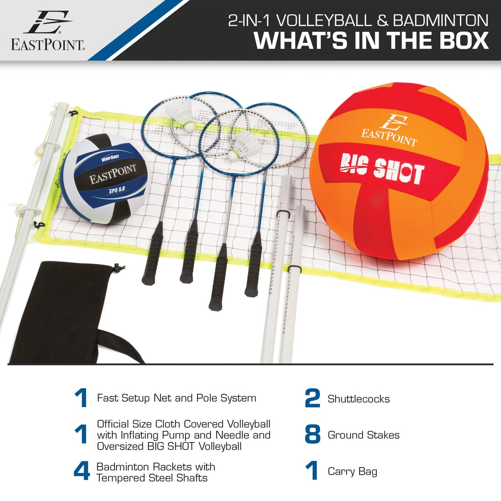 Volleyball and Badminton Combo Set with Adjustable Height Net G522513