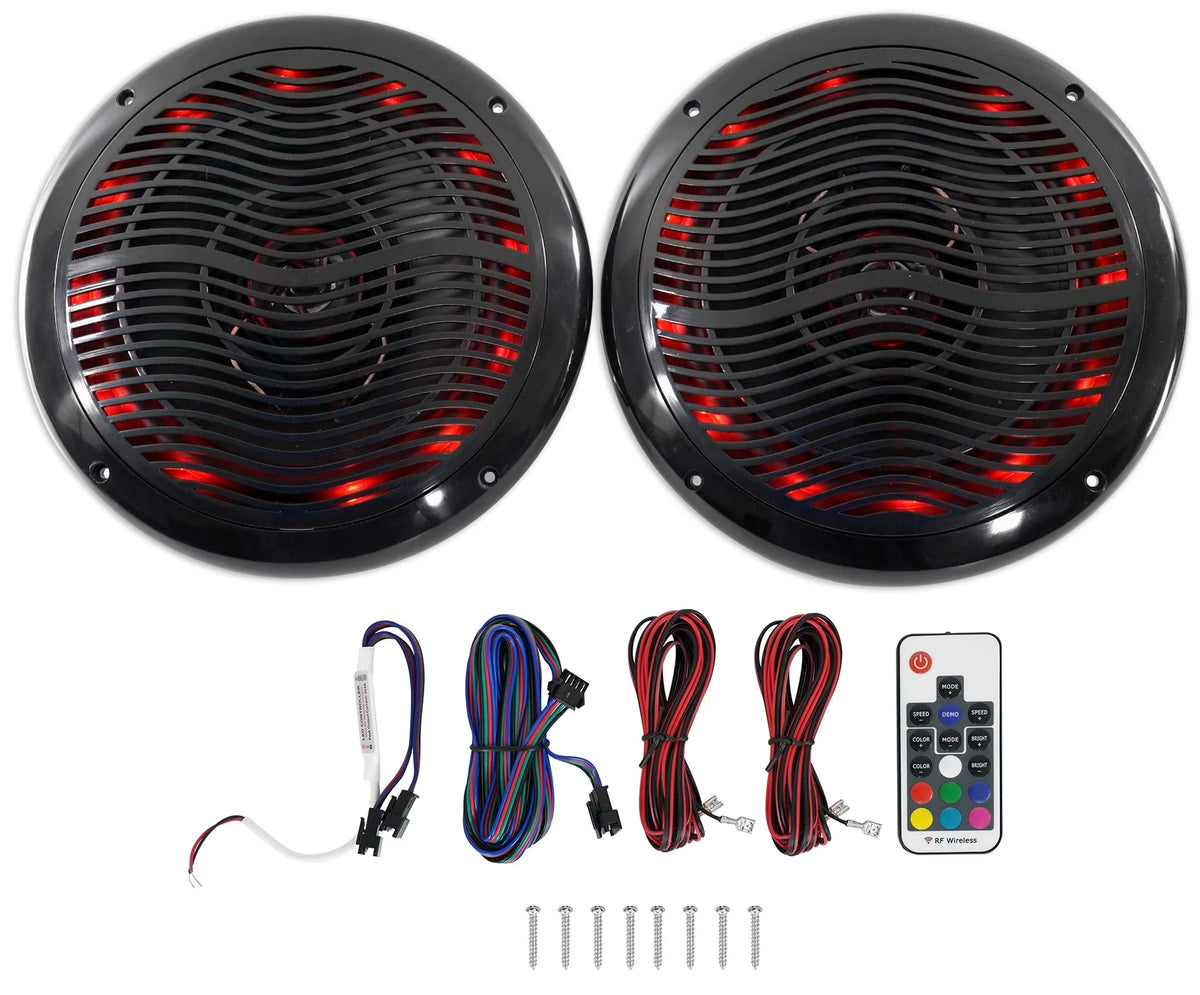 6.5" LED Swivel Marine Wakeboard Speakers with Amplifier and Amp Kit G28393