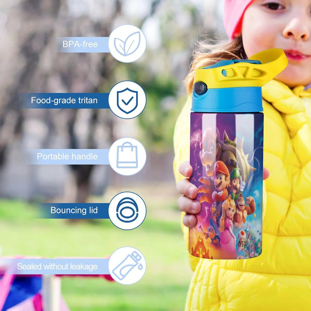 Insulated Stainless Steel Water Bottle with Straw W854189