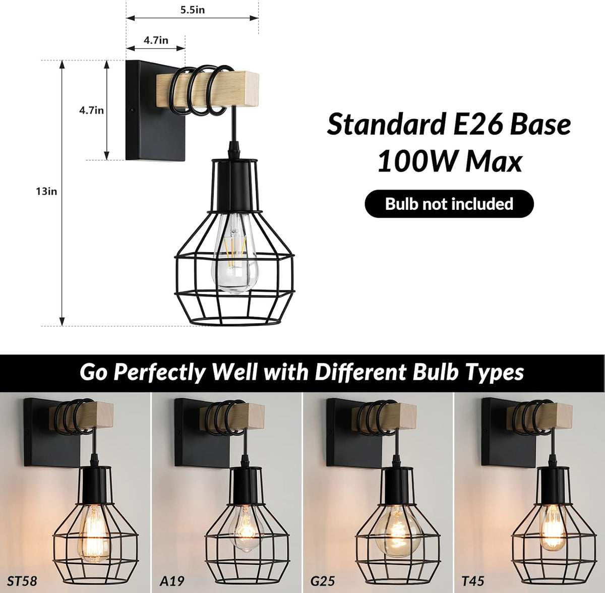 Black Wall Sconces Set of 2 A87447