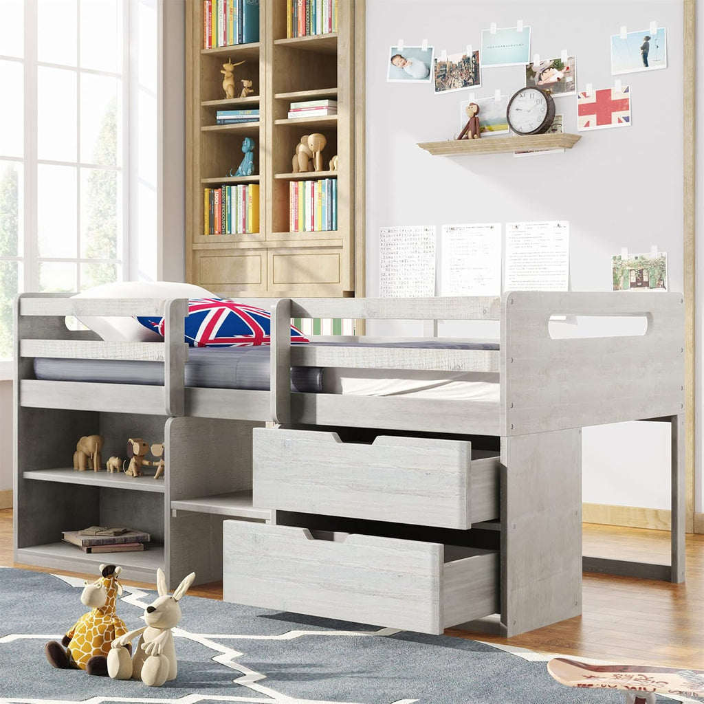 Twin Loft Bed with Desk and Cabinet C51982