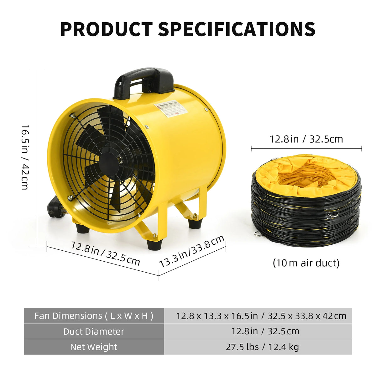 12" High Velocity Utility Blower Extractor Fan with 32ft Duct Hose D562078