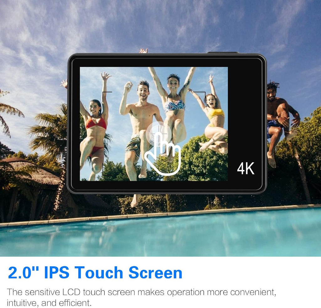 4K Action Camera 50fps 24MP Touch Screen 40M Waterproof WiFi Sport Camera with Remote Control and 32GB Micro SD Card K176