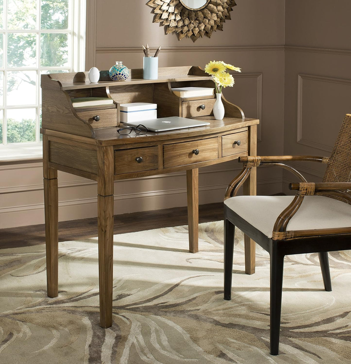 Distressed Black Writing Desk N258